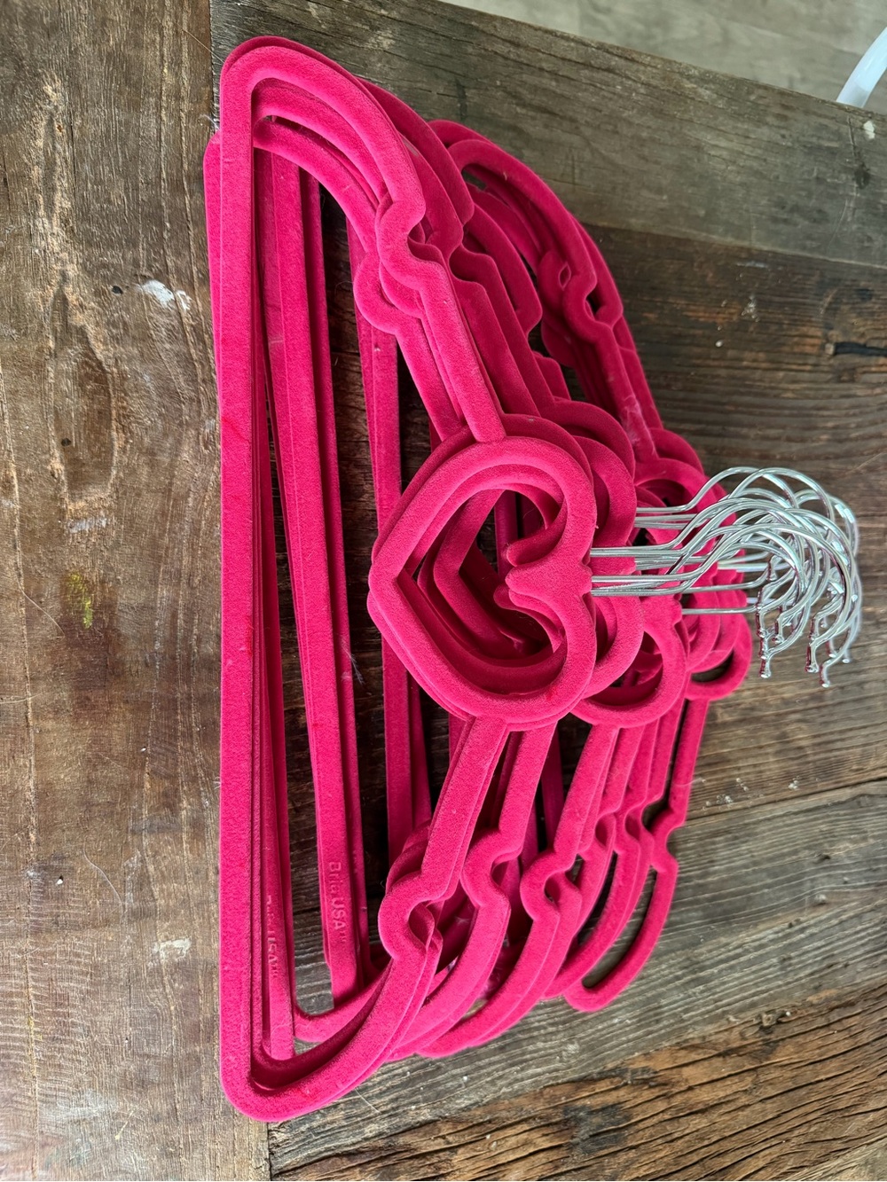 Pink Velvet Heart Shaped Clothes Hangers